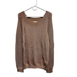 CNS) NWT $218 Women's ETCETERA X-Large Carmel‎ Brown Long Sleeve Sweater Sheen